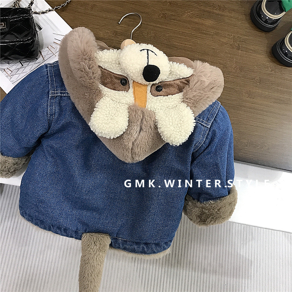 Picture of Boys' and girls' winter clothes cartoon Denim coat new baby children's clothing fleece-lined children's winter western style coat for foreign trade