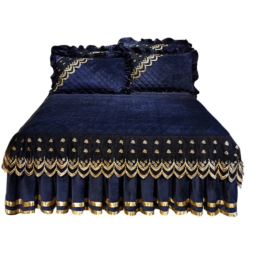 European Velvet Quilted Bed Skirt Single Piece Autumn and Winter Thickened Lace Bedspread 1.5 m1.8 m Bed Cover Non-slip Bed Sheet