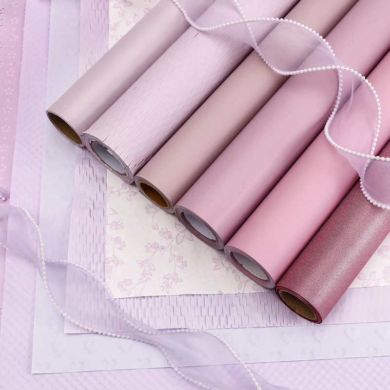 Flower love wood purple mist bouquet packaging handmade DIY bag flower material batch purple flower style paper wrapping paper