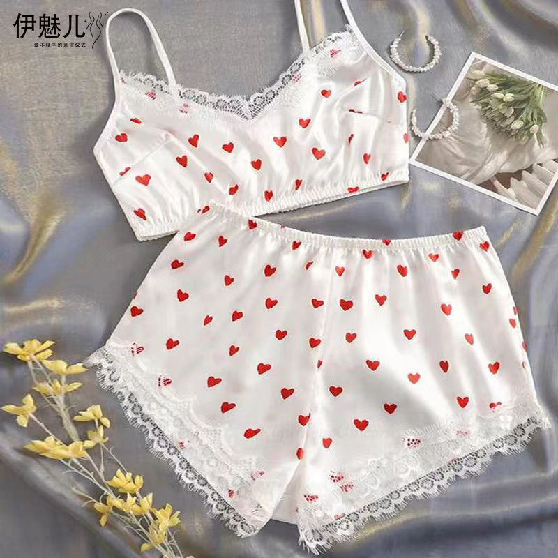 Cross-border processing Yama supply European and American sexy lingerie sexy temptation lace sling new home wear two-piece set
