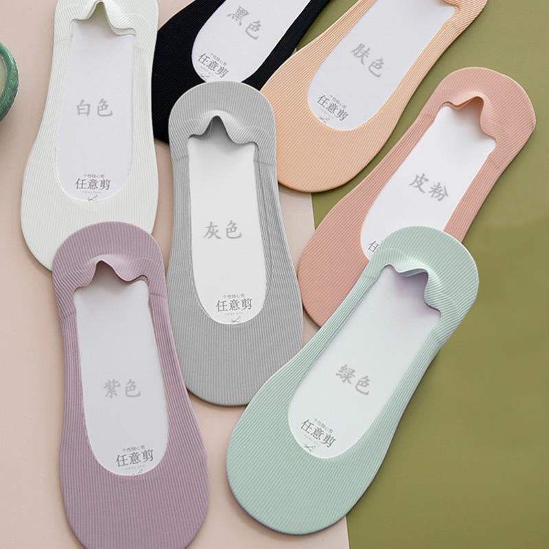 Ice Silk socks summer thin women's cute short socks cotton bottom non-slip silicone low-top low-cut invisible socks