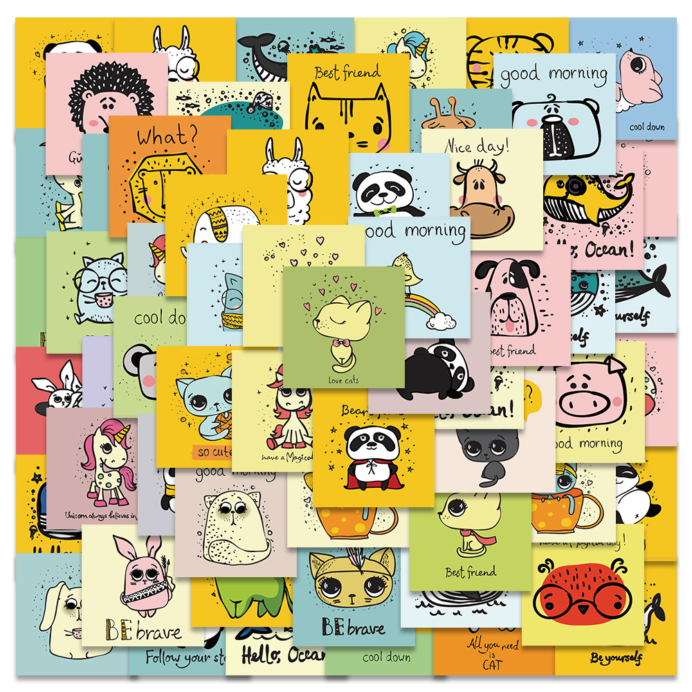 60 cute children's happy small animal early education stickers mobile phone book children's toy window flower waterproof stickers