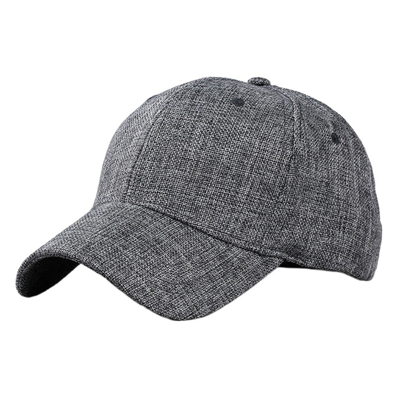 Linen Breathable Baseball Cap Big Head Circumference Men's Hat Summer Sun Protection Visor Pure Color Deepened Outdoor Leisure Peaked Cap