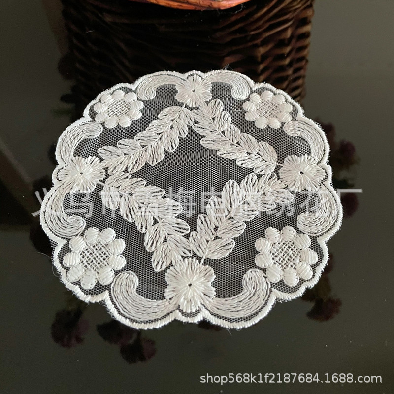Round Coaster Pastoral Style Embroidered Cotton Silk Milk Ins Lolita Shooting Props Ins Home Trade Placemat