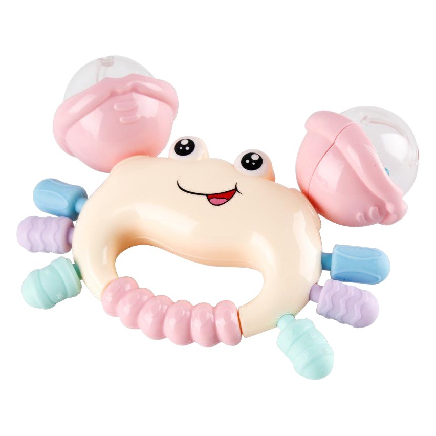 Baby hand bell baby can bite soft rubber crab Bell training newborn hearing vision sound toy