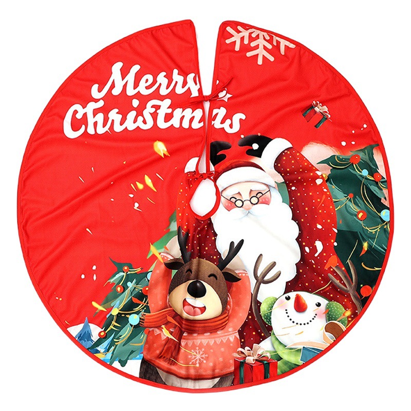 Qiaoding's New Christmas Tree Skirt Creative Printed Christmas Tree Bottom Decoration Christmas Home Atmosphere Decoration