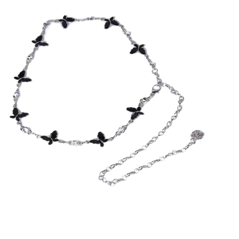 Metal butterfly thin waist chain female personality trend ins style decoration dress shirt jeans waist-tight accessories