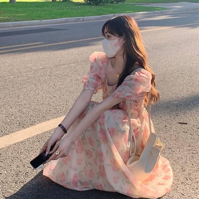 European and American French Style Floral Dress Gentle High-grade Super Fairy 2024 New Dress Spring and Summer Student Skirt Ins Trendy