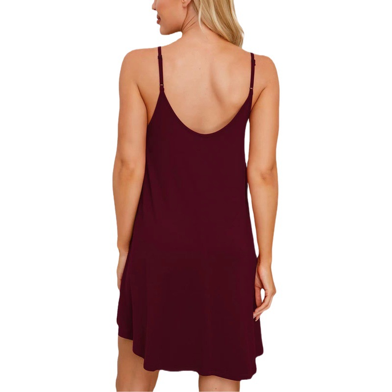 European and American Foreign Trade Summer Women's Lace Printing Solid Color Sling Pajamas Dress Sexy Loose Large Size Home Clothes