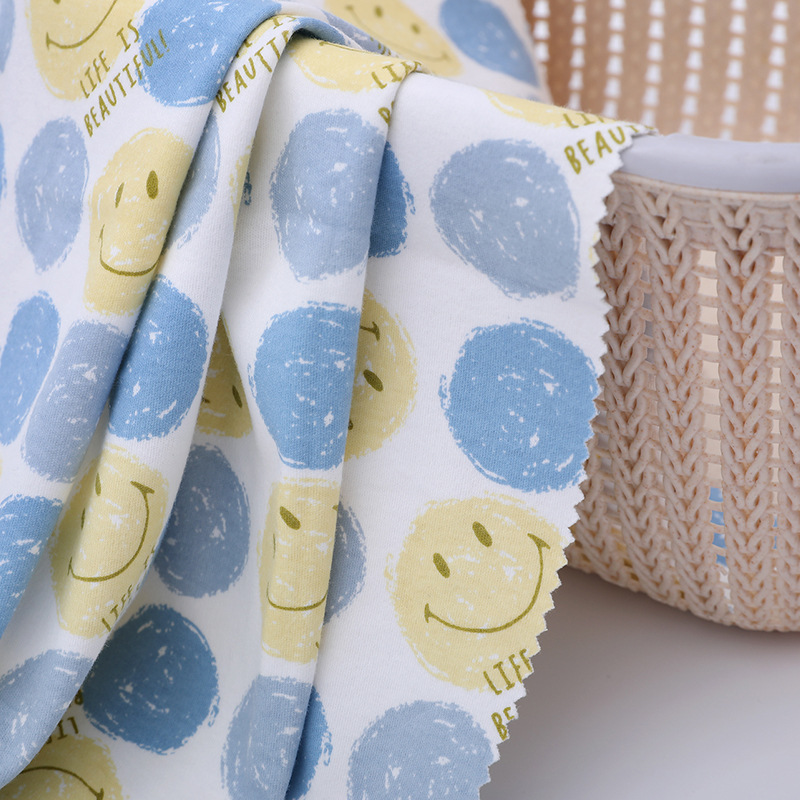 Picture of Kilogram price Class A cotton wool cloth printed double-sided knitted printed cloth baby T-shirt saliva towel clothing fabric