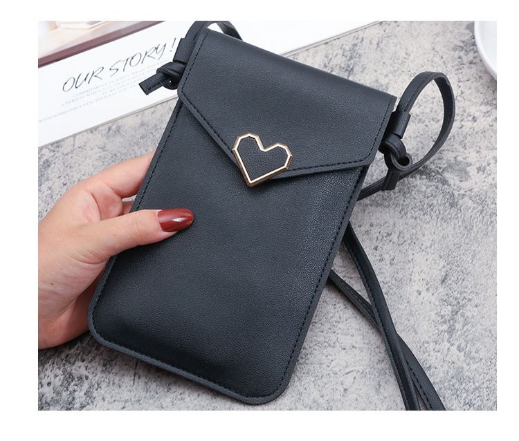 Picture of 2023 New Student Mini Crossbody Women's Bag Women's Heart-shaped Decorative Transparent Touch Screen Simple Retro Mobile Phone Bag