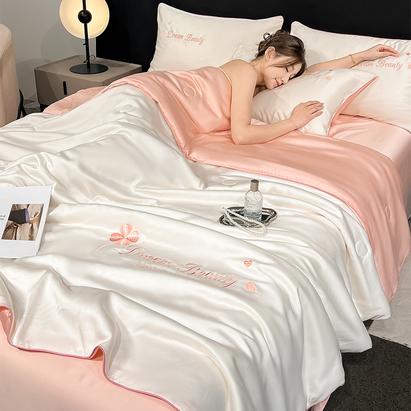Summer Washable Tencel Ice Silk Summer Cool Quillet Silk Three or Four Piece Light Luxury High-grade Single Double Thin Air-conditioning Quillet