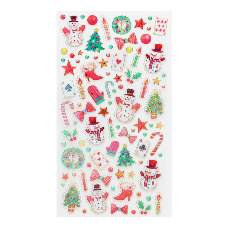 Picture of Spot Wholesale Christmas Stickers DIY Hot Stamping Transparent Decorative Gifts Pvc Cartoon Kidsren Reward Christmas Stickers