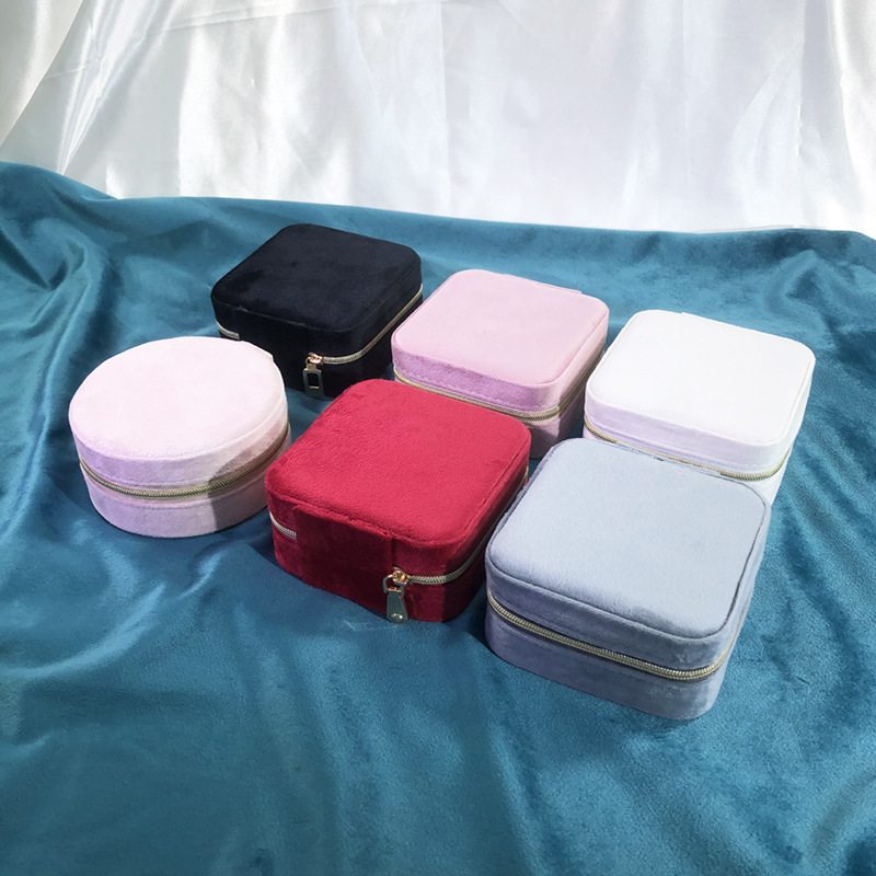 New Arrival Lisi Velvet Simple Ins Portable Jewelry Box Jewelry Storage Box Travel Compact Ring Jewelry Packaging