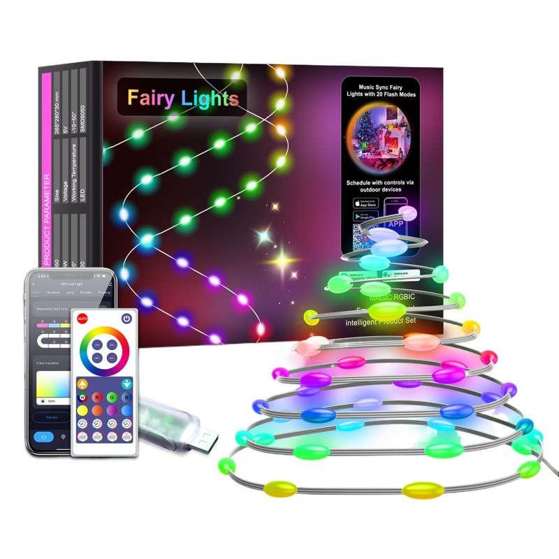 tuya intelligent point control leather wire lamp graffiti wifi control Magic led string lights Christmas party decoration lights