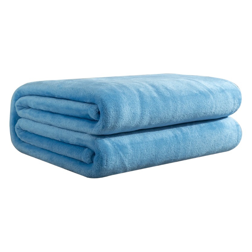 Picture of Solid Color Flannel Blanket Summer Air Conditioning Blanket Office Nap Blanket Single Layer Double-sided Fleece Four Seasons Thin Blanket