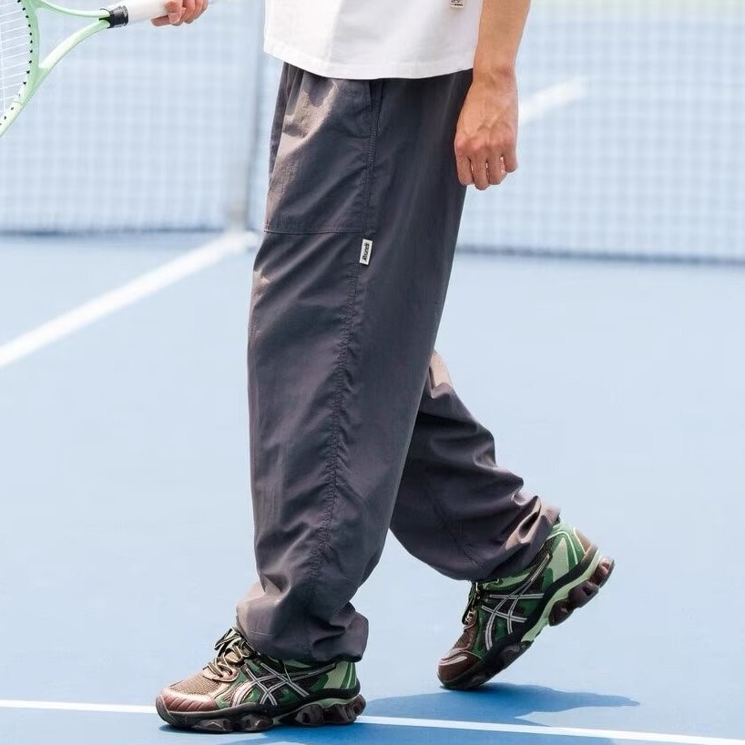 Summer Waterproof Personalized Casual Pants for Men, Trendy Japanese Functional Loose Summer Workwear Straight Solid Color Sports Pants