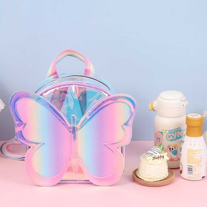 Picture of Rainbow TPU High Color Value Protection New Butterfly Backpack Children's Dance Decoration Schoolbag for Primary School Students Macarons