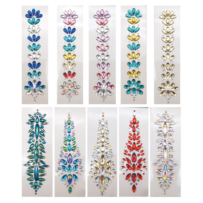 Picture of Internet Celebrity Rhinestone Forehead Face Sticker Hair Decoration Diamond Sticker Head Decoration Forehead Sticker DIY Music Festival Jewelry