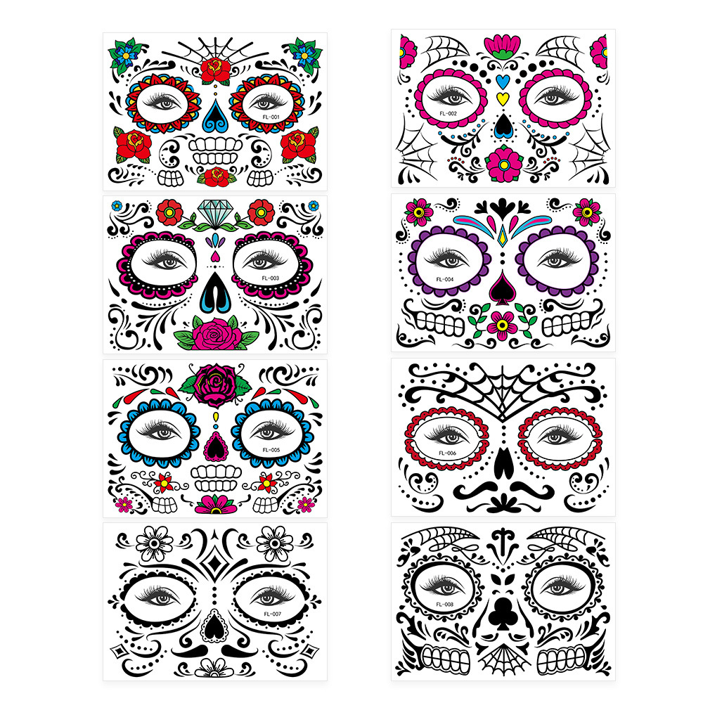 Picture of 2023 Cross-border New Halloween Funny Face Tattoo Sticker Masquerade Dead Dead Face Tattoo Sticker