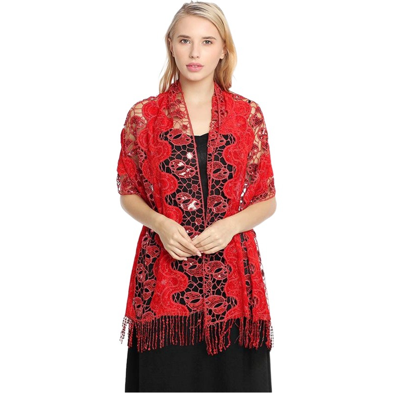 European and American boutique sequins tassel shawl applique embroidered evening dress shawl bride bridesmaid wedding party cheongsam shawl