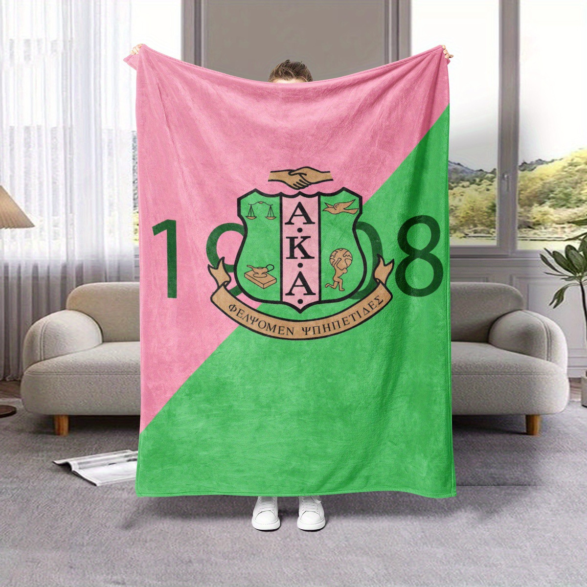 Picture of Cross Border AKA Girl Blanket Sorority Gift Soft Flannel Blanket Sisterhood Blanket for Women