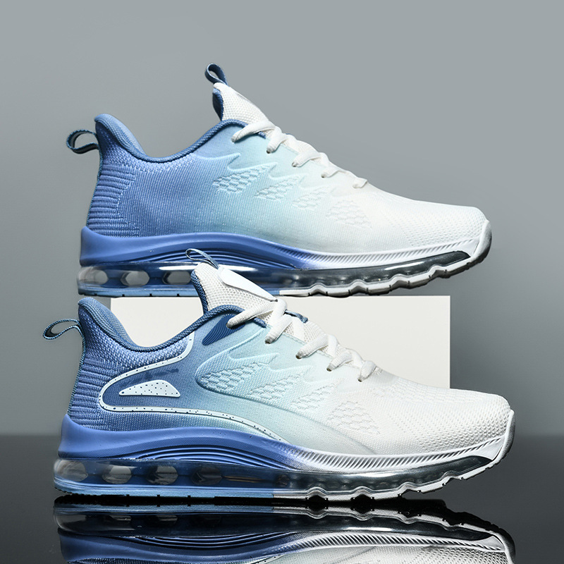 Men's Full-Length Fly-Knit Air Cushion Extra Large Size Sports Rubber Wear-Resistant Sports Casual Shoes Men's Shoes Breathable Running Shoes