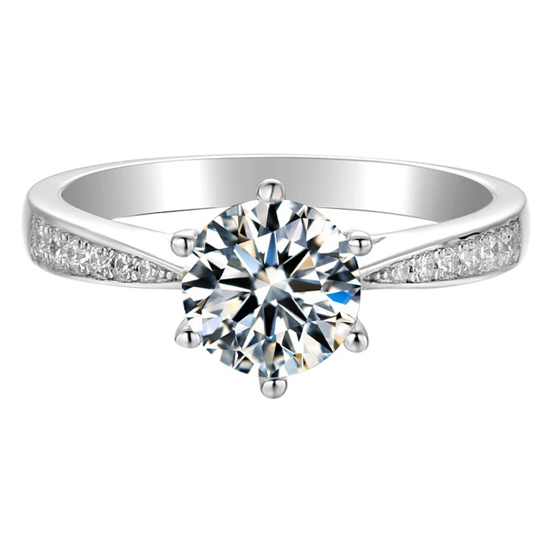 Genuine Moissanite Diamond Ring D Color Micro Inlaid 1 Carat Wedding Proposal Sterling Silver Ring for Girlfriend Tiktok Manufacturer Wholesale