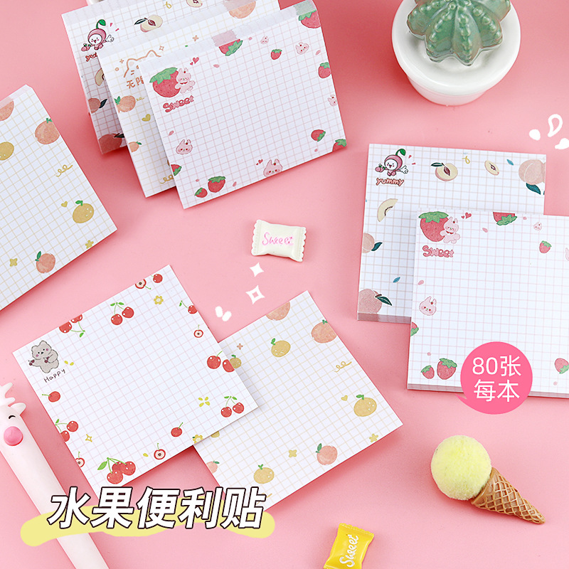 Picture of Ins Japanese and Korean Cartoon Creative Sticky Notes Cute Fruit Note Stickers Signature Book Student Memo Note Stickers