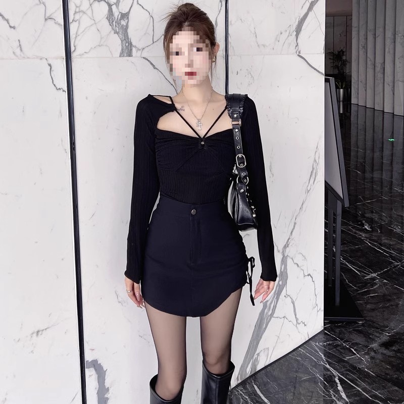 Black Small Leather Skirt Women's Autumn and Winter New High Waist Anti-slip Skirt plus size Pleated Irregular A- line Short Skirt