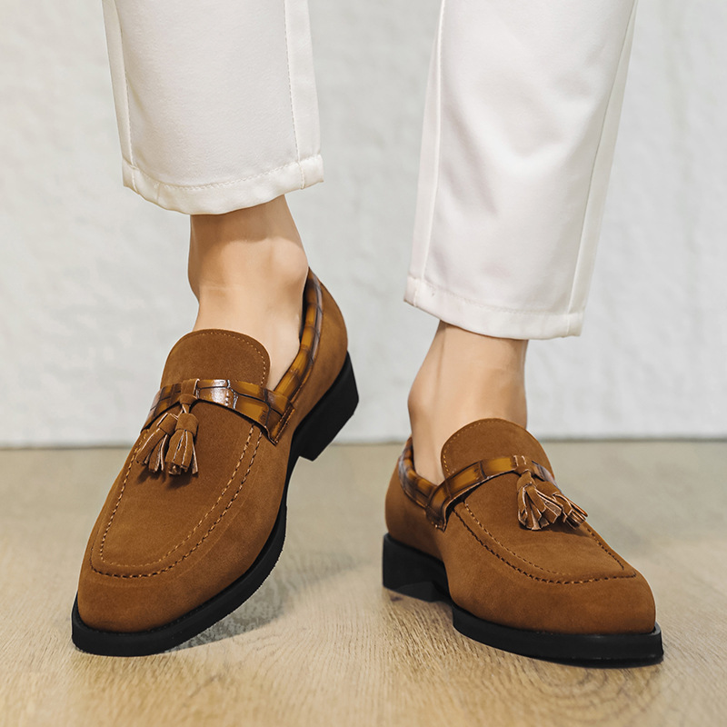 9611 Leather Shoes Men's New Fashionable Business Pointed Men's Shoes Korean-style British Su Liu All-match Casual Slip-on