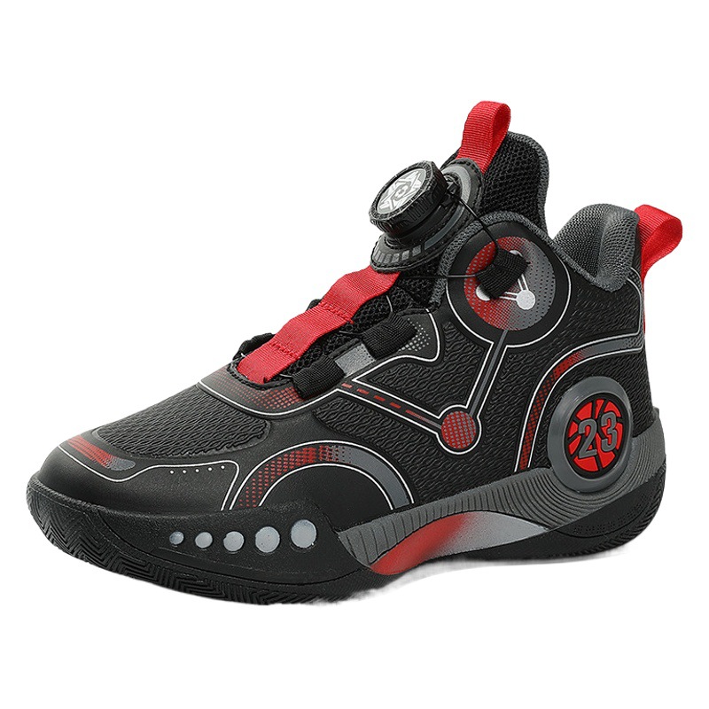 Cross-border autumn and winter popular leather student basketball shoes men's new breathable soft bottom running sneakerboys' shoes