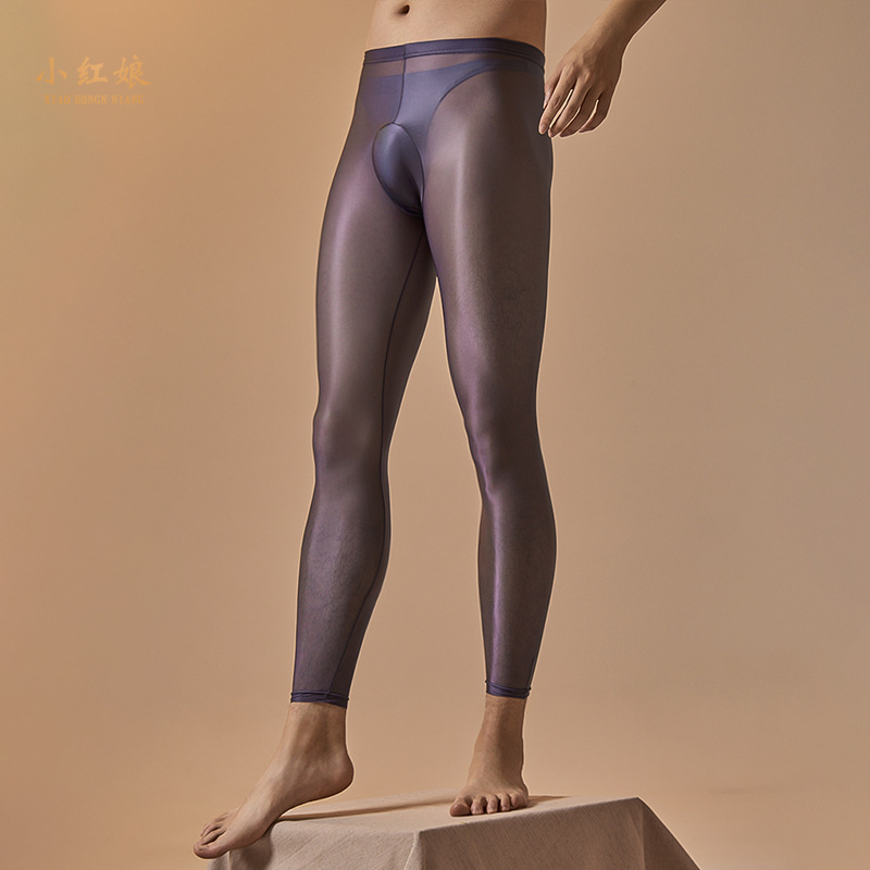 Men's Transparent Flying Silk Stockings Silk Sooty Belt Jj Set Pantyhose Slim-Fit Ultra-Thin Anti-Hook Silk Flash Base Socks