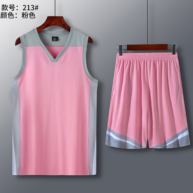 Picture of Summer new dry breathable outdoor sports training V-neck contrast basketball suit strength manufacturers wholesale printing