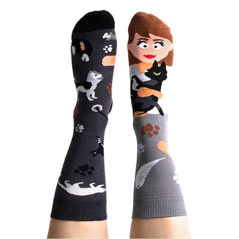European and American Cross-Border New Products, Fun Trendy Socks, Mandarin Duck Socks, Asymmetrical Ab Socks, Mid-Tube Jacquard Cartoon Fashion Sports Cotton Socks