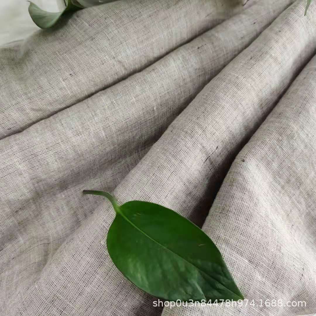 Pure linen Light Brown Color Spinning Enzyme Washed Wide Fabric Pure linen Color Spinning Curtain Fabric 100%linen