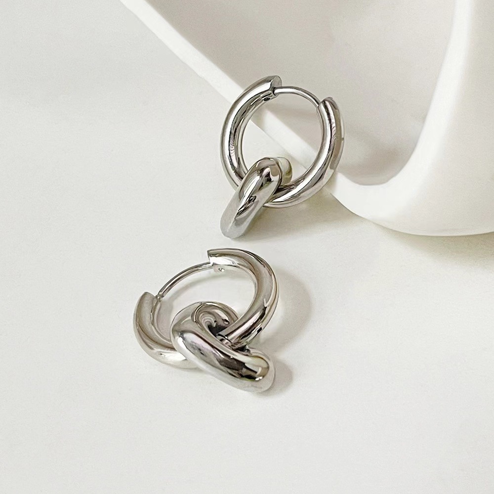 Picture of European and American Cross-border E-commerce Amazon Same Titanium Steel Earrings Women's Plus Pendant Earrings Stainless Steel Star Earrings