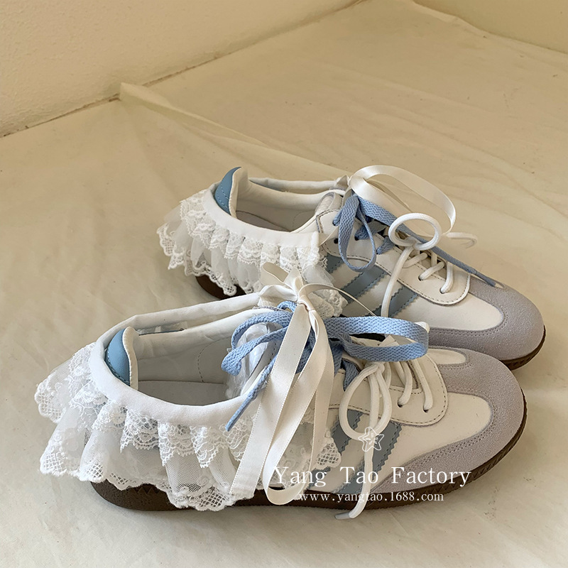 2025 New Korean Fashion Favorite Multi-Layer Lace Retro Lady Style Moral Training Shoes Women's Shoes Shoe Covers with Atmosphere