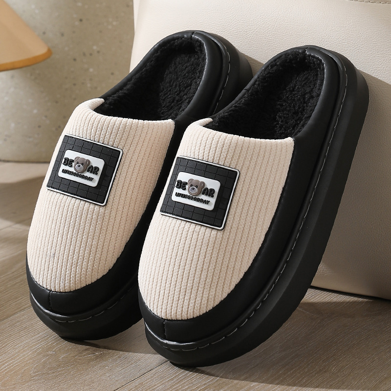 Cross-Border Cotton Slippers Eva Light Sole, Odorless, Deodorant, Fleece-Lined and Thickeneded Winter Warm Couple Cotton Slippers