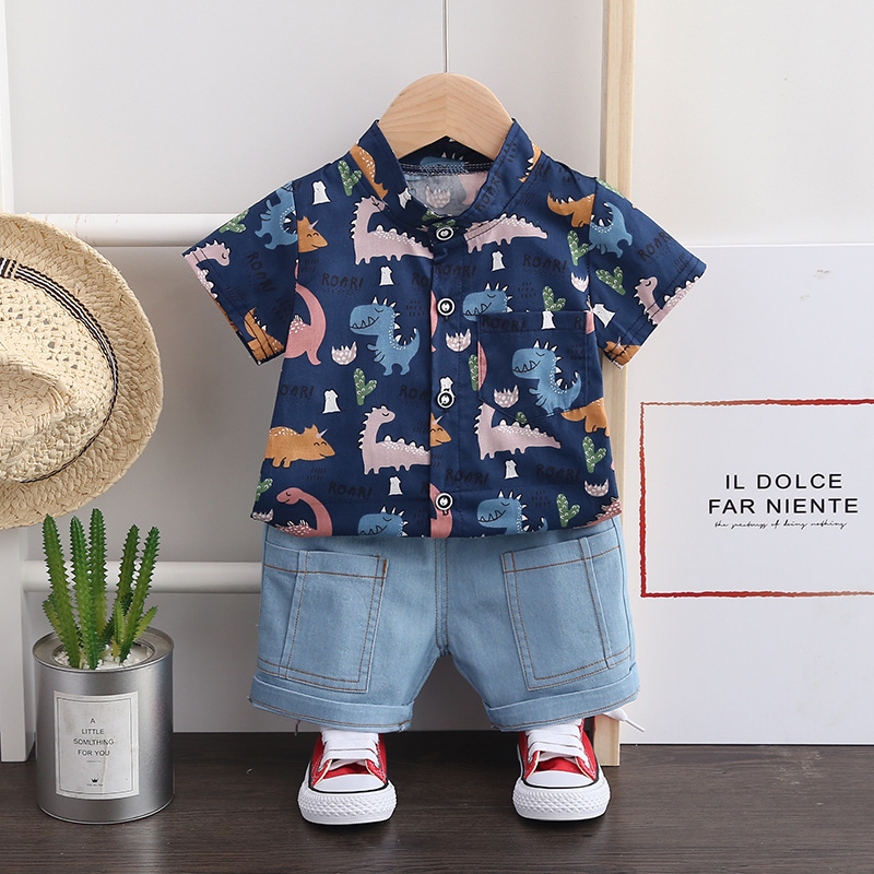 Cross-border children's clothing summer two-piece new children's clothing summer clothing boys baby baby children's suit shirt short sleeve suit