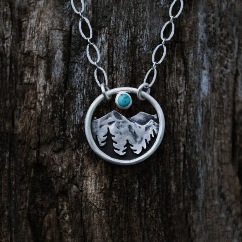 Foreign Trade Summer European and American Jewelry Retro Turquoise Pendant Necklace Female Niche Design Bohemian Jewelry Wholesale