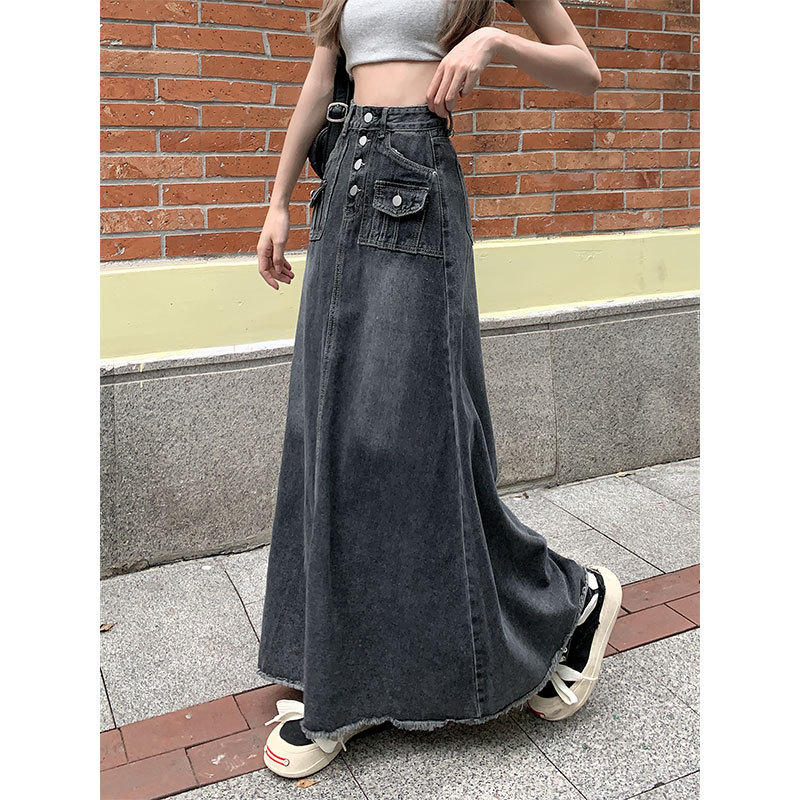 High Waist Denim Skirt Women's 2024 New Retro Design Niche plus size Loose A- line Dress