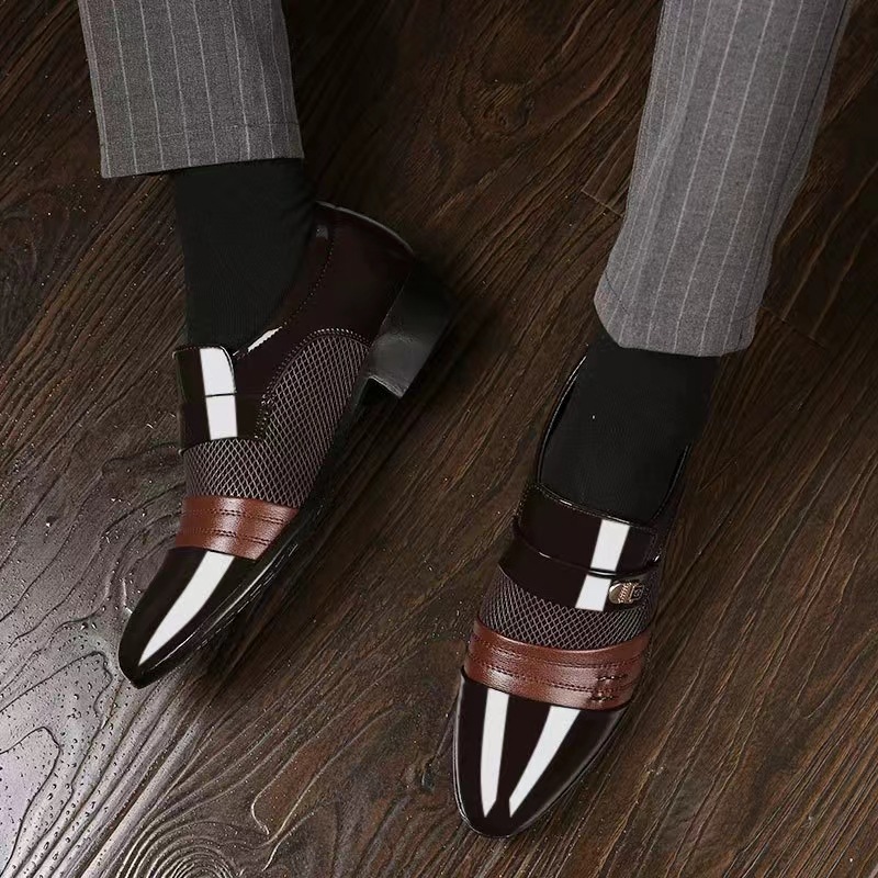 Picture of Cross-Border Large Size Formal Men's Leather Shoes Black Business Casual British Shoes Summer Breathable Mesh Men's Shoes Wholesale