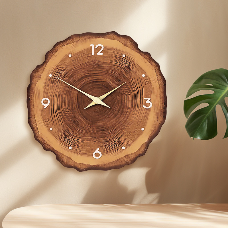 12 inch simple annual ring wooden clock wall clock living room high sense wall clock mute clock generation wholesale
