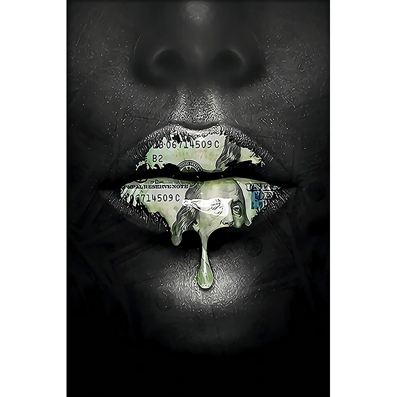 Picture of Foreign Trade Hanging Painting Cross-border Trend Graffiti Lips Decorative Painting Poster Modern Light Luxury Creative Art Oil Canvas Painting Core