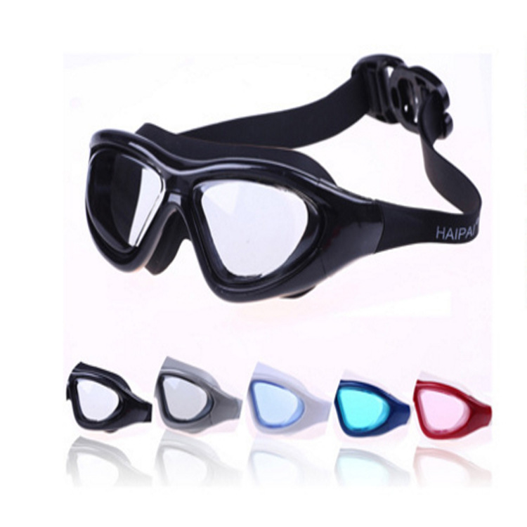 Indoor swimming training goggles flat waterproof anti-fog adult HD unisex large frame swimming glasses