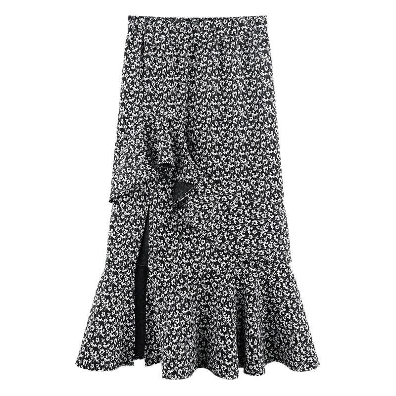 Korean Style Floral Design Niche Irregular Skirt Women's Summer High Waist Dummy A- line Skirt Small Skirt