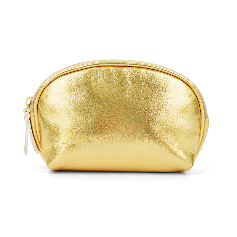 Picture of Golden Shiny Full PU Texket Handheld Cosmetic Bag High Value Light Luxury Simple Portable Storage and Tidy Cosmetic Bag