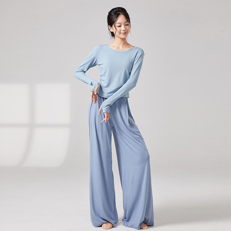 Picture of Women's dance costumes, adult body training suits, modern dance wear, ballet practice wear, crew neck slimming classical dance costumes