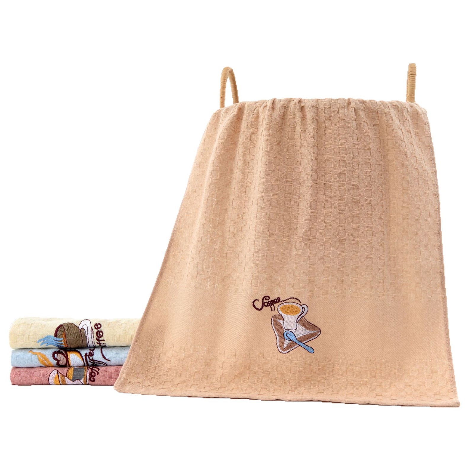 Picture of Cross-border supply waffle embroidered household kitchen cleaning cloth absorbent not easy to shed hair scouring cloth manufacturers wholesale